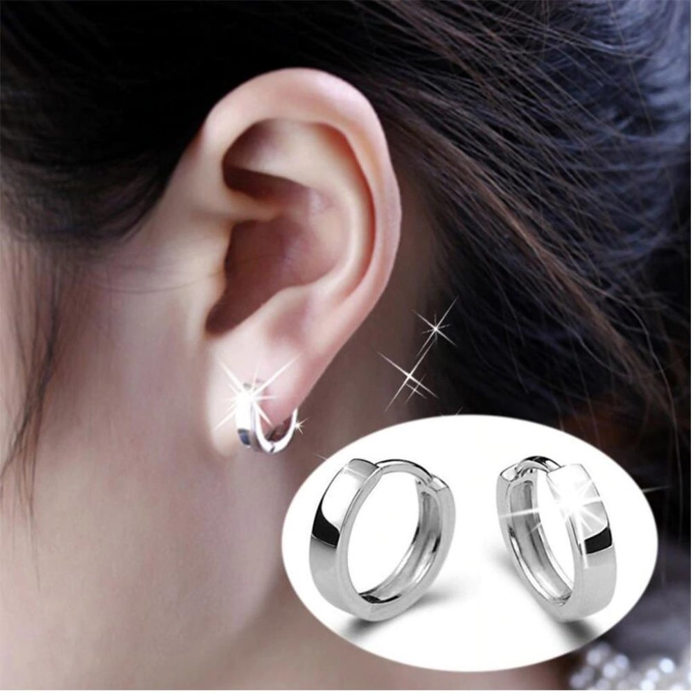 NEW 925 Sterling Silver Simple Hoop Earrings
